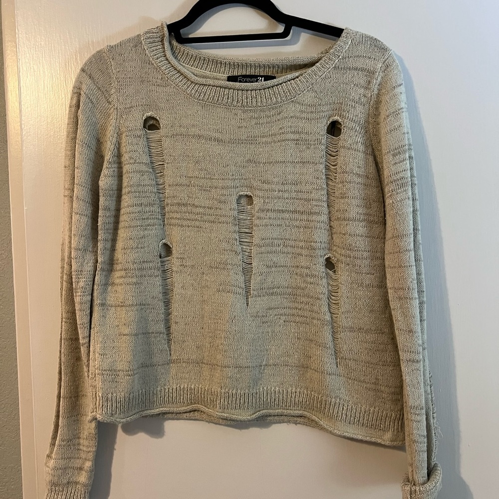 Forever 21 medium grey distressed sweater